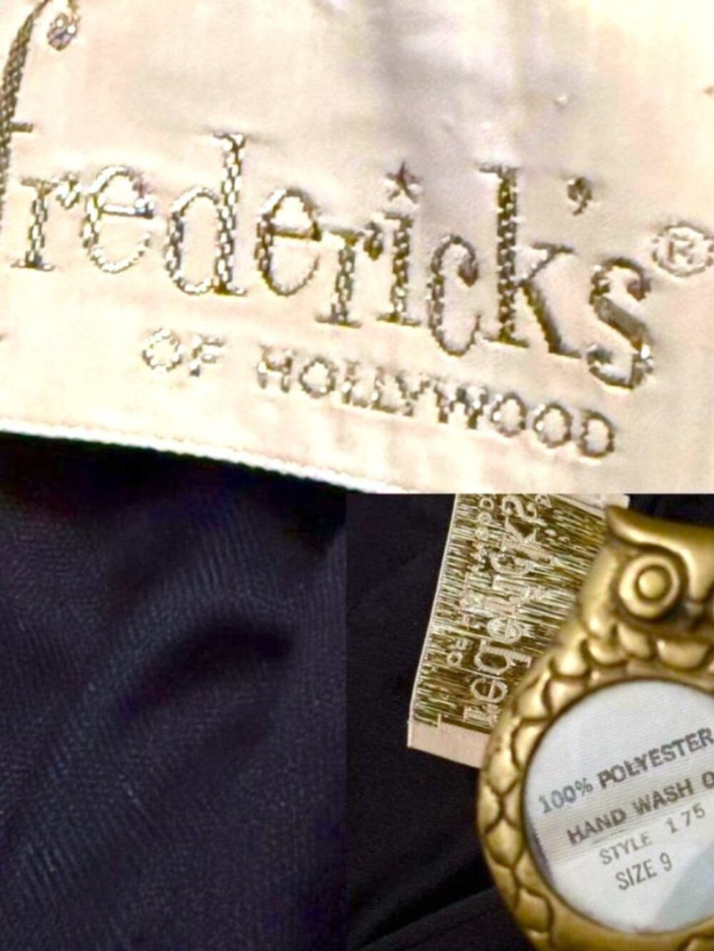 Vintage Fredericks of Hollywood Black Ruched Spaghetti Strap Evening Dress XS - Picture 8 of 9
